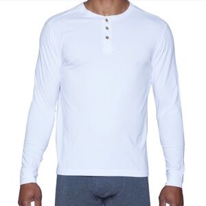 New In Box- Wood Brand- Size Large- White Long Sleeve Henley TShirt
